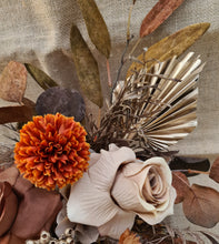 Load image into Gallery viewer, Rustic style terracotta orange wedding signing table flowers - Centrepiece