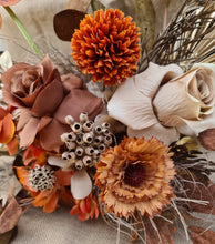 Load image into Gallery viewer, Rustic style terracotta orange wedding signing table flowers - Centrepiece