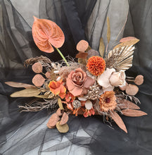 Load image into Gallery viewer, Rustic style terracotta orange wedding signing table flowers - Centrepiece