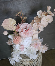 Load image into Gallery viewer, Everlasting blush and neutral wedding signing table flowers - Centrepiece