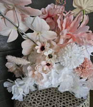 Load image into Gallery viewer, Everlasting blush and neutral wedding signing table flowers - Centrepiece