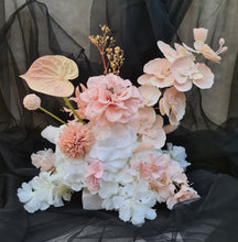 Load image into Gallery viewer, Everlasting blush and neutral wedding signing table flowers - Centrepiece