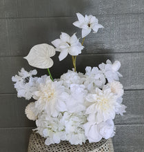 Load image into Gallery viewer, Modern Milky white & white neutral wedding signing table flowers - Centrepiece