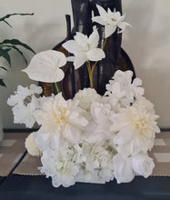 Load image into Gallery viewer, Modern Milky white & white neutral wedding signing table flowers - Centrepiece