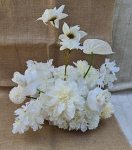 Load image into Gallery viewer, Modern Milky white & white neutral wedding signing table flowers - Centrepiece