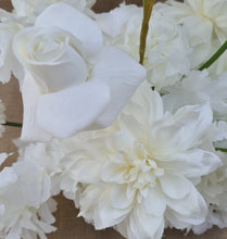 Load image into Gallery viewer, Modern Milky white & white neutral wedding signing table flowers - Centrepiece