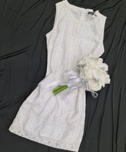 Load image into Gallery viewer, Milky white bridal bouquet & buttonhole w glitter & crystals - Elopement set