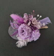 Load image into Gallery viewer, Groom's mini preserved peony buttonhole - dusty purple - wedding