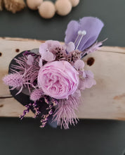 Load image into Gallery viewer, Groom's mini preserved peony buttonhole - violet, pink, purple - wedding
