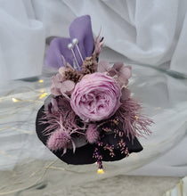 Load image into Gallery viewer, Groom's mini preserved peony buttonhole - violet, pink, purple - wedding