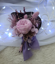 Load image into Gallery viewer, Groom's mini preserved peony buttonhole - violet, pink, purple - wedding