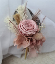 Load image into Gallery viewer, Groom's mini preserved peony buttonhole - dusty pink, blush mauve - wedding