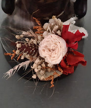 Load image into Gallery viewer, Rustic Groom's mini preserved peony buttonhole - orange & neutral - wedding