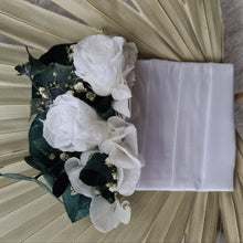 Load image into Gallery viewer, Everlasting Groom's pocket flowers w mini preserved roses - dark green & white