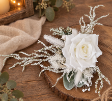 Load image into Gallery viewer, Frosty green & white / neutral double everlasting flowers cake topper