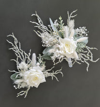 Load image into Gallery viewer, Frosty green & white / neutral double everlasting flowers cake topper