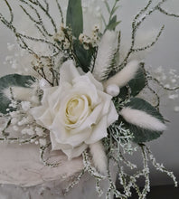 Load image into Gallery viewer, Frosty green & white / neutral double everlasting flowers cake topper