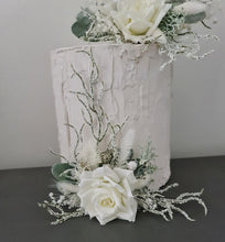 Load image into Gallery viewer, Frosty green & white / neutral double everlasting flowers cake topper