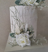Load image into Gallery viewer, Frosty green & white / neutral double everlasting flowers cake topper