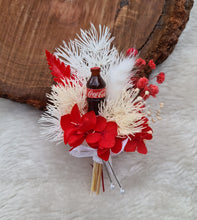 Load image into Gallery viewer, Preserved flowers fancy buttonhole with Coca Cola bottle – Groom, groomsmen, school formal – Style 1