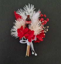 Load image into Gallery viewer, Preserved flowers fancy buttonhole with Coca Cola bottle – Groom, groomsmen, school formal – Style 1