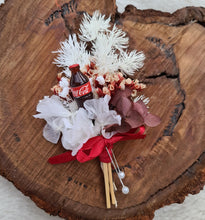 Load image into Gallery viewer, Preserved flowers fancy buttonhole with Coca Cola bottle – Groom, groomsmen, school formal – Style 2