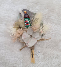 Load image into Gallery viewer, Fancy VB beer bottle buttonhole - Wedding, groom, groomsmen, school formal