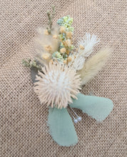 Load image into Gallery viewer, Everlasting flowers sage, olive and mint green Elopement set - Bridal bouquet and buttonhole