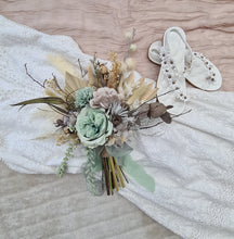 Load image into Gallery viewer, Everlasting flowers sage, olive and mint green Elopement set - Bridal bouquet and buttonhole