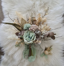 Load image into Gallery viewer, Everlasting flowers sage, olive and mint green Elopement set - Bridal bouquet and buttonhole