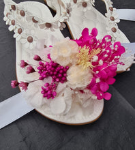 Load image into Gallery viewer, Fully preserved corsage in fuchsia, white & lemon colour
