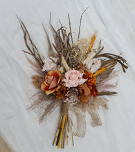 Load image into Gallery viewer, Everlasting flowers rustic orange & blush Elopement set - Bridal bouquet and buttonhole