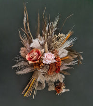 Load image into Gallery viewer, Everlasting flowers rustic orange & blush Elopement set - Bridal bouquet and buttonhole
