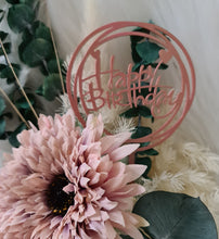 Load image into Gallery viewer, Blush pink, green & neutral flowers in pot w Happy Birthday tag