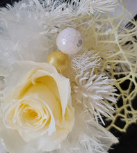 Load image into Gallery viewer, Yellow & white preserved flowers corsage w mini rose - School formal / wedding