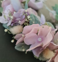 Load image into Gallery viewer, Blush pink & violet everlasting flowers crown – wedding, maternity photoshoot, Han's party
