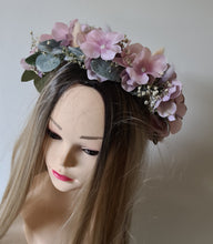 Load image into Gallery viewer, Blush pink & violet everlasting flowers crown – wedding, maternity photoshoot, Han's party