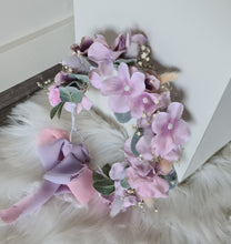 Load image into Gallery viewer, Blush pink & violet everlasting flowers crown – wedding, maternity photoshoot, Han's party