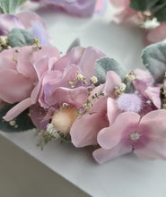Load image into Gallery viewer, Blush pink & violet everlasting flowers crown – wedding, maternity photoshoot, Han's party