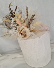 Load image into Gallery viewer, Nude preserved rose w pink cake topper – Happy Birthday
