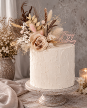 Load image into Gallery viewer, Nude preserved rose w pink cake topper – Happy Birthday
