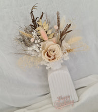 Load image into Gallery viewer, Nude preserved rose w pink cake topper – Happy Birthday