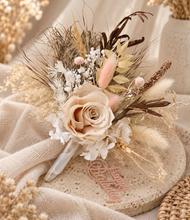 Load image into Gallery viewer, Nude preserved rose w pink cake topper – Happy Birthday