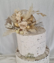 Load image into Gallery viewer, Neutral cake topper with preserved rose – Happy Birthday