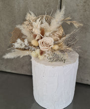 Load image into Gallery viewer, Neutral cake topper with preserved rose – Happy Birthday
