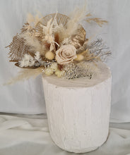 Load image into Gallery viewer, Neutral cake topper with preserved rose – Happy Birthday