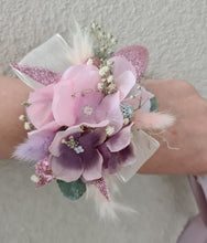 Load image into Gallery viewer, Pastel pink & purple everlasting flowers corsage - School formal / wedding