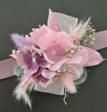 Load image into Gallery viewer, Pastel pink & purple everlasting flowers corsage - School formal / wedding