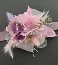 Load image into Gallery viewer, Pastel pink & purple everlasting flowers corsage - School formal / wedding