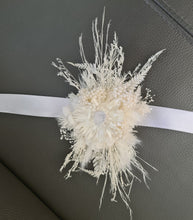 Load image into Gallery viewer, Preserved flowers boho corsage in white & neutral – School formal / wedding